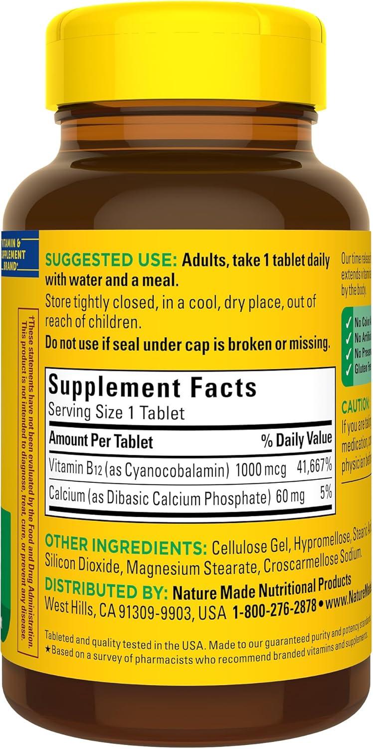 imageNature Made Vitamin B12 1000 mcg B12 Vitamins Dietary Supplement for Energy Metabolism Support 75 Time Release Tablets 75 Day SupplyUnflavored