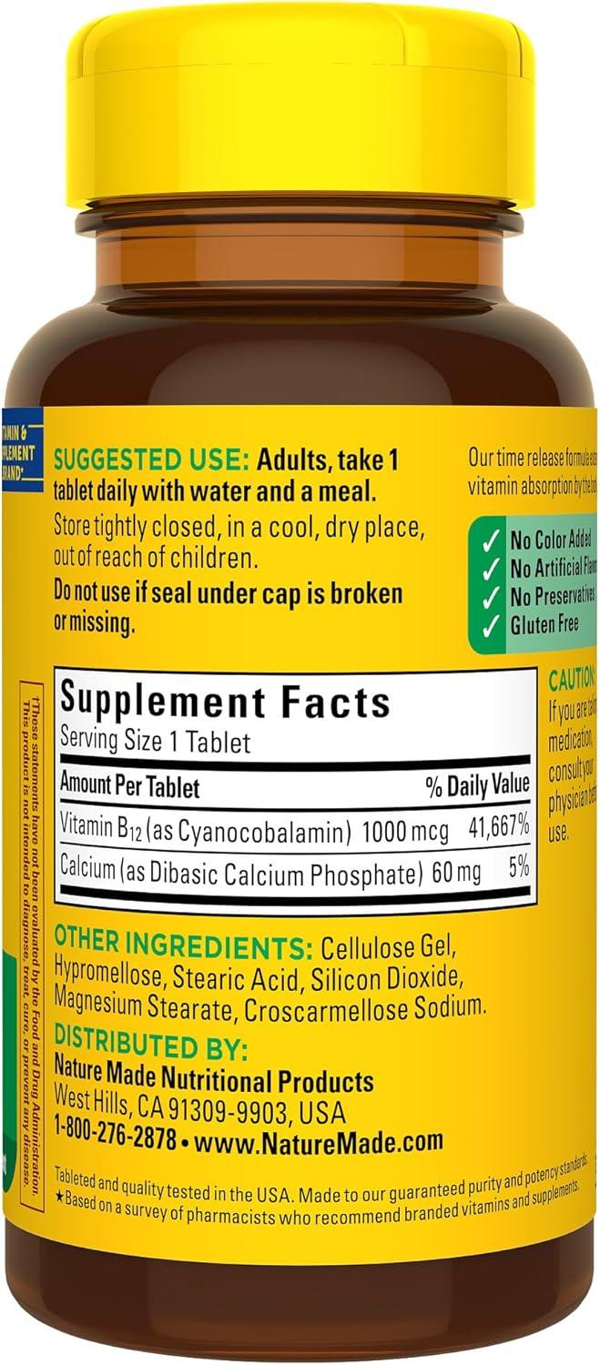 imageNature Made Vitamin B12 1000 mcg B12 Vitamins Dietary Supplement for Energy Metabolism Support 75 Time Release Tablets 75 Day SupplyUnflavored