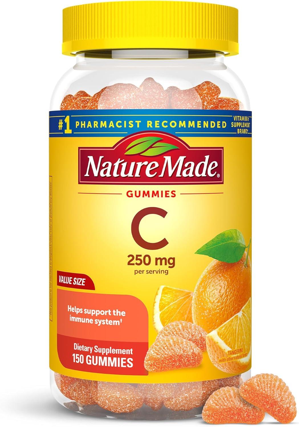 imageNature Made Vitamin C 250 mg Per Serving Dietary Supplement for Immune Support Vitamin C Gummies for Adults 150 Gummies 75 Day SupplyTangerine