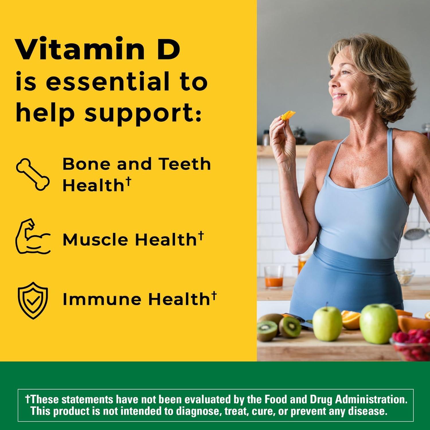 imageNature Made Vitamin D3 1000 IU 25 mcg Vitamin D Supplement for Bone Teeth Muscle and Immune Health Support 100 Softgels 100 Day Supply100 Count Pack of 1