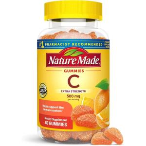 Nature Made Extra Strength Dosage Vitamin C 500 mg per serving, Dietary Supplement, Vitamin C Gummies for Immune Support, 60 Gummies, 30 Day Supply(No Artificial Sweeteners)