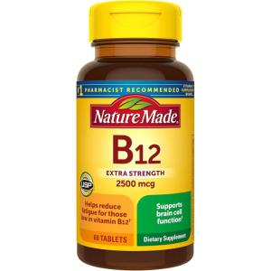 Nature Made Extra Strength Vitamin B12 2500 mcg, B12 Vitamins, Dietary Supplement for Energy Metabolism Support, 60 Tablets, 60 Day Supply