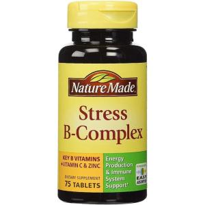 Nature Made Stress B Complex with Vitamin C and Zinc, B Complex Vitamins for Women and Men, Immune Support, 75 Tablets, 75 Day Supply(No Artificial Flavors)