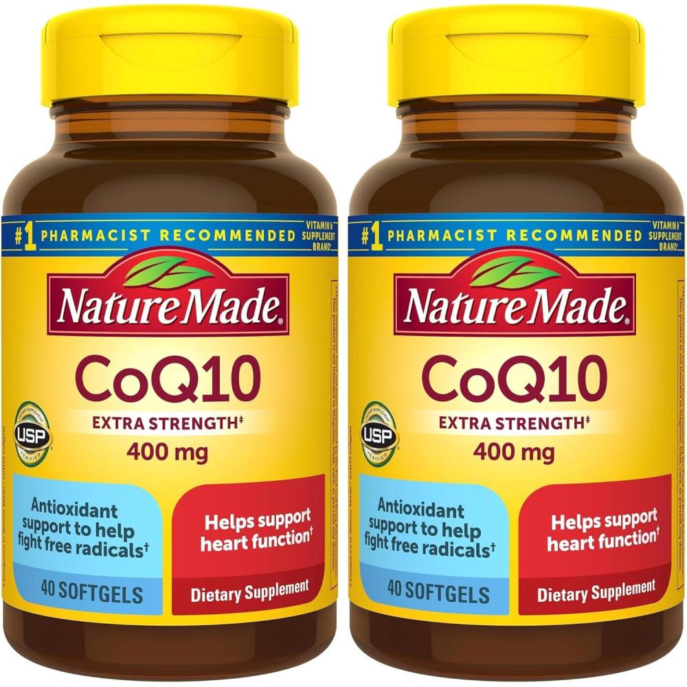 imageNature Made CoQ10 400mg Softgels Dietary Supplement for Heart Health Support 40 Count 40 Day Supply40 Count Pack of 2