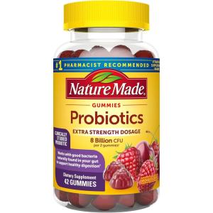 Nature Made Probiotics Extra Strength Dosage, Probiotics for Women and Men 8 Billion CFU per 2 Gummies, 42 Probiotic Gummies, 21 Day Supply(Raspberry & Cherry)