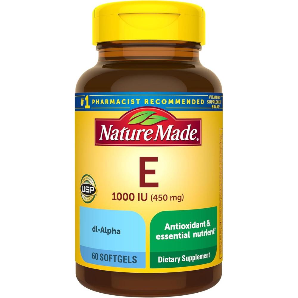 imageNature Made Vitamin E 450 mg 1000 IU dlAlpha Softgels 60 Count for Antioxidant Support Pack of 3Unflavored