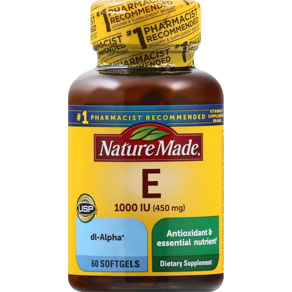 imageNature Made Vitamin E 450 mg 1000 IU dlAlpha Softgels 60 Count for Antioxidant Support Packaging May Vary