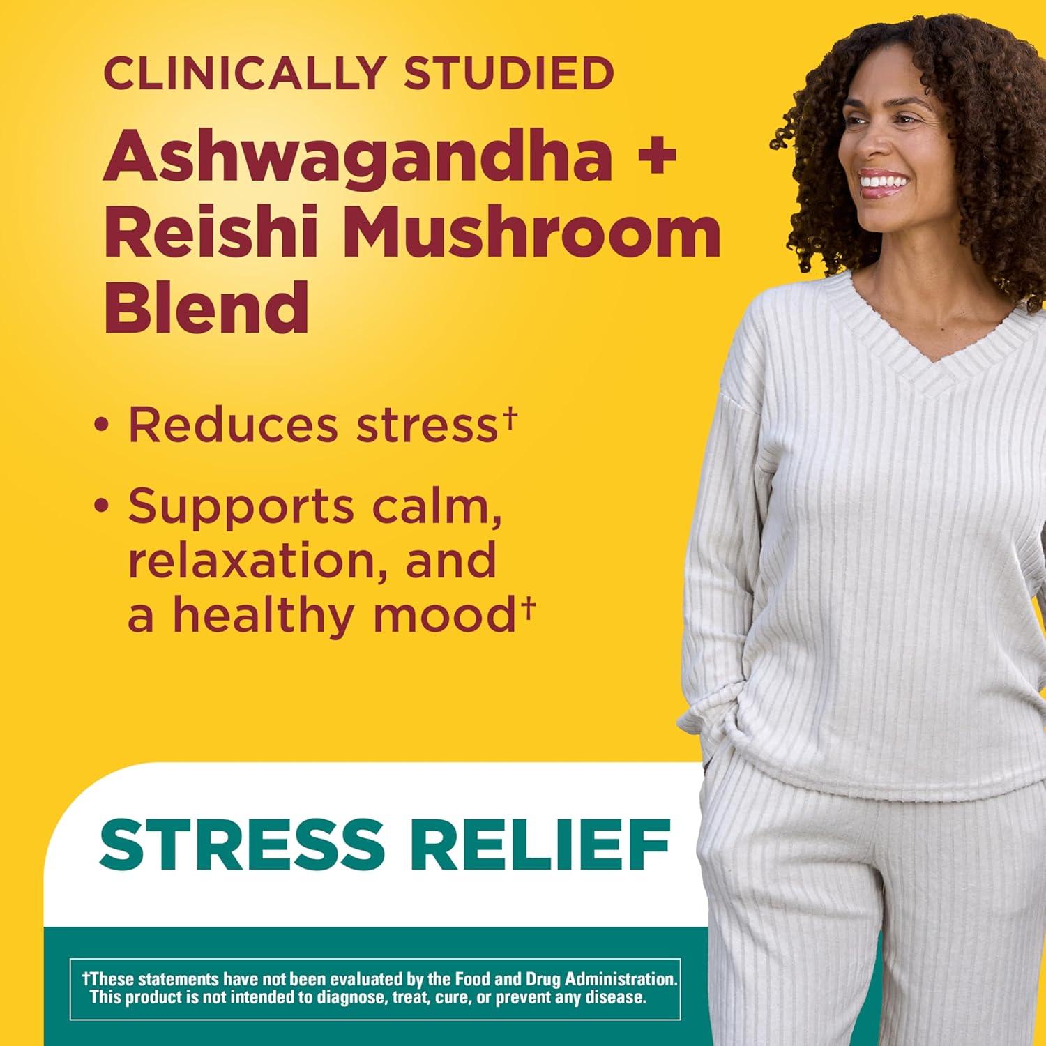 imageNature Made Ashwagandha KSM 66 Reishi Mushroom Capsules Stress Relief Blend Ashwagandha and Mushroom Supplement 60 Capsules 30 Day Supply