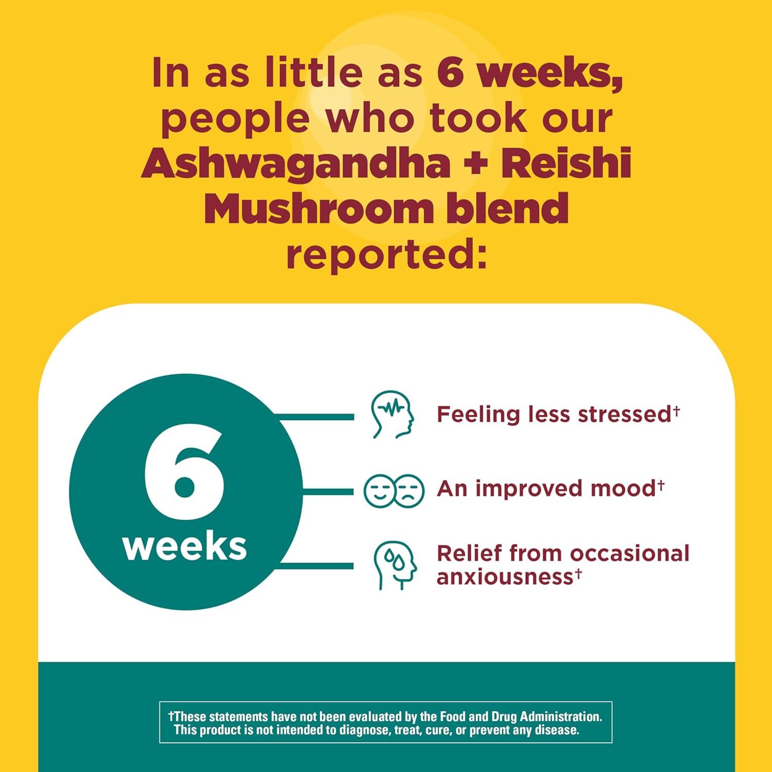 imageNature Made Ashwagandha KSM 66 Reishi Mushroom Capsules Stress Relief Blend Ashwagandha and Mushroom Supplement 60 Capsules 30 Day Supply