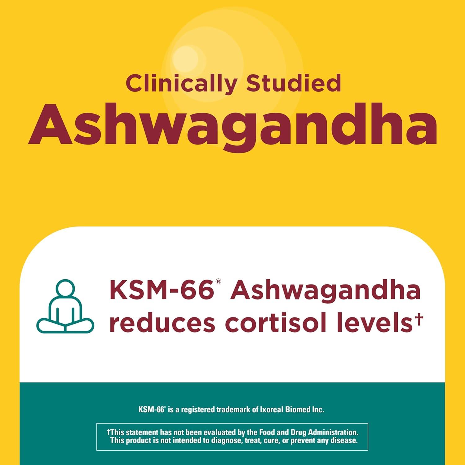 imageNature Made Ashwagandha KSM 66 Reishi Mushroom Capsules Stress Relief Blend Ashwagandha and Mushroom Supplement 60 Capsules 30 Day Supply