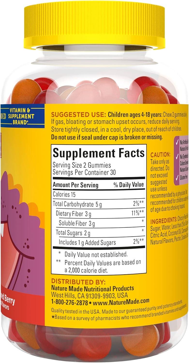 imageNature Made Kids First Fiber Gummies Fiber Supplement for Digestive Health Support 60 Gummies 30 Day Supplyorange mixed berry