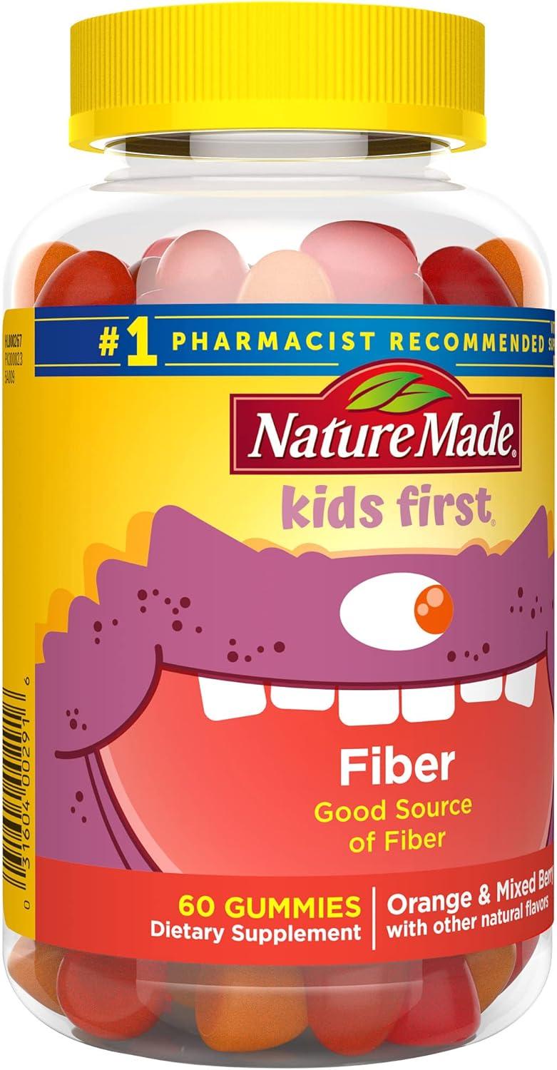 imageNature Made Kids First Fiber Gummies Fiber Supplement for Digestive Health Support 60 Gummies 30 Day Supplyorange mixed berry