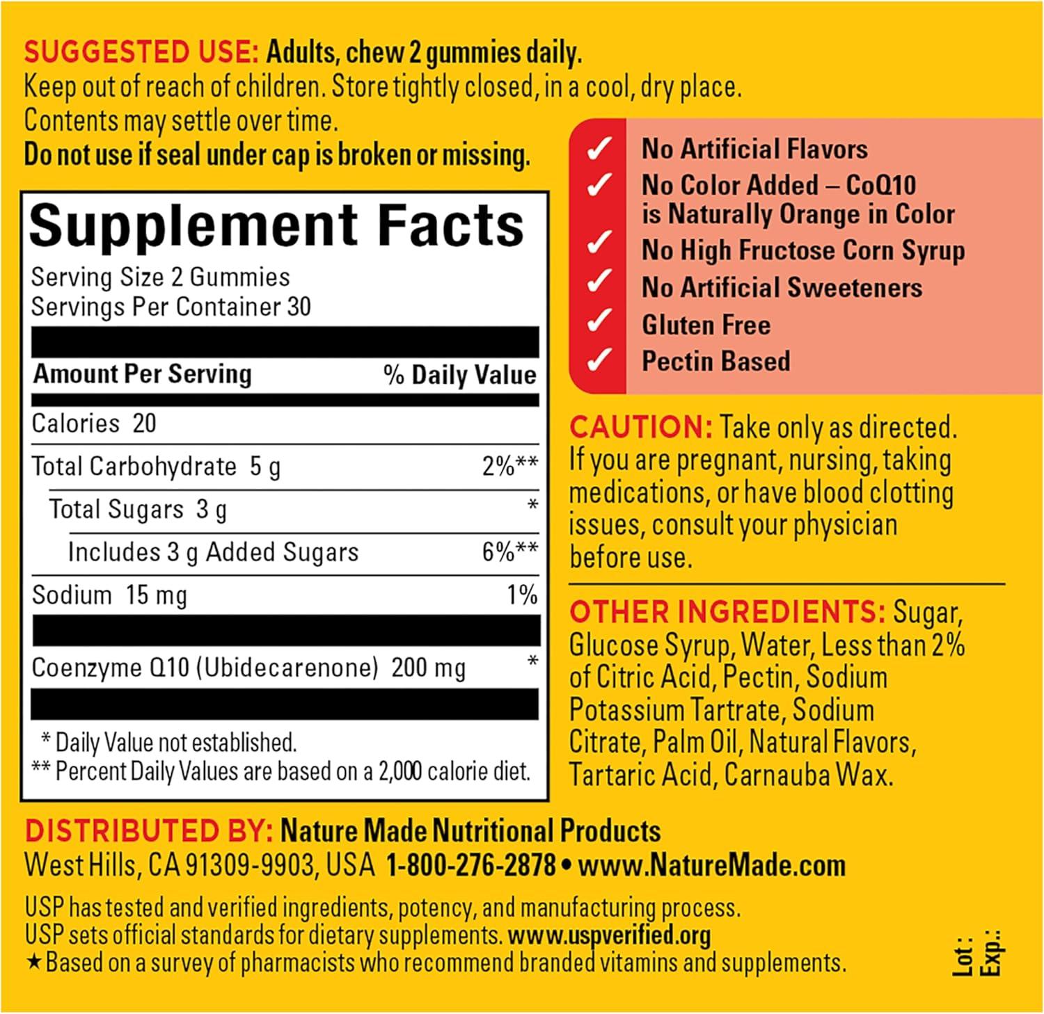 imageNature Made CoQ10 200Mmg Per Serving Gummies Heart amp Energy Support 60 CoQ10 Gummies 30 Day Supply