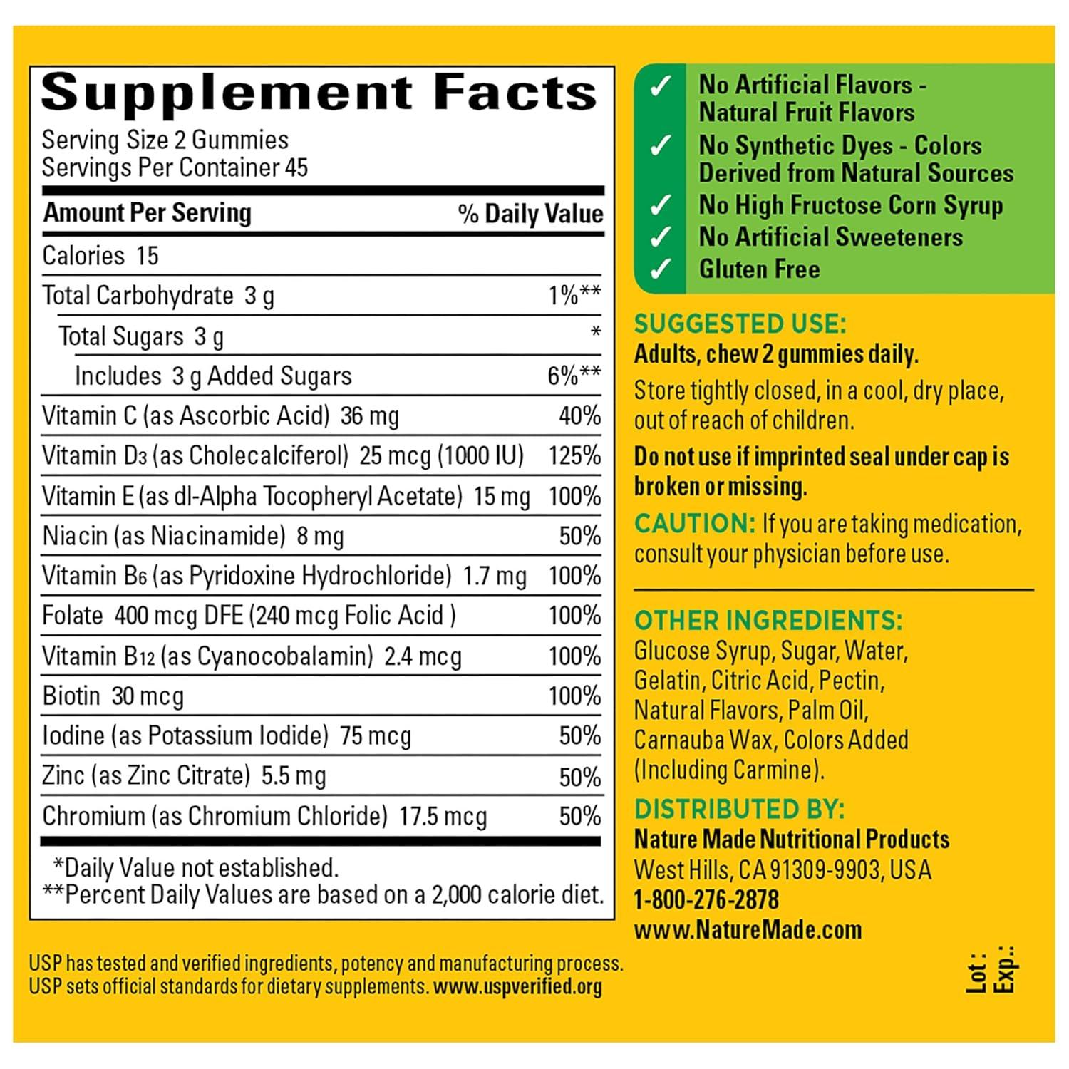 imageNature Made Multivitamin Gummies Mens amp Womens Gummy Vitamins amp Minerals Adult Multivitamin Gummy Daily Nutritional Support 90 Vitamin Gummies 45 Day Supply