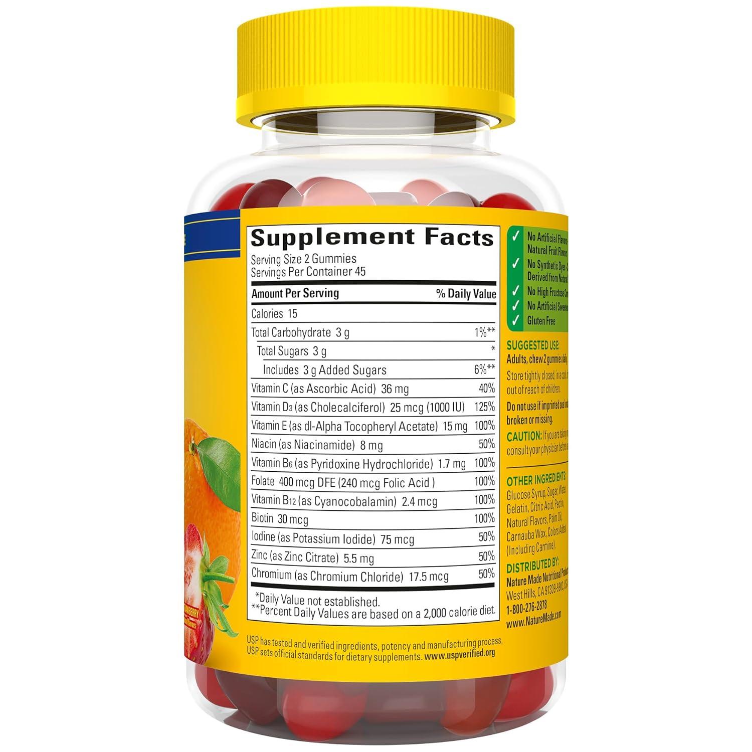 imageNature Made Multivitamin Gummies Mens amp Womens Gummy Vitamins amp Minerals Adult Multivitamin Gummy Daily Nutritional Support 90 Vitamin Gummies 45 Day Supply