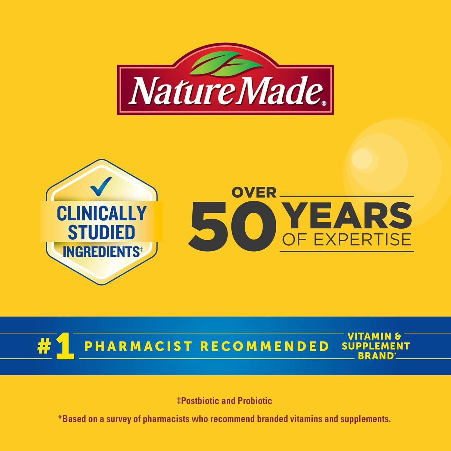 imageNature Made TripleAction Biotics Gut and Immune Health Support Digestive Probiotics for Women and Men Prebiotic Fiber Gummies 48 Gummies 24 Day Supply