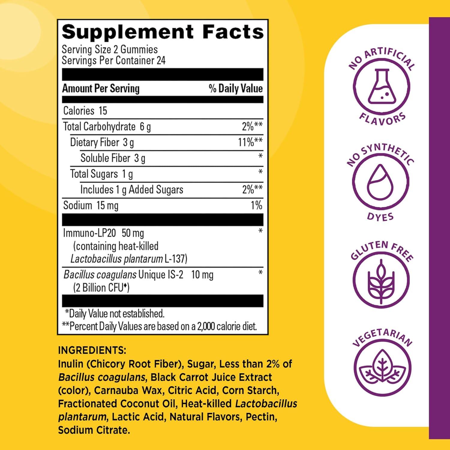 imageNature Made TripleAction Biotics Gut and Immune Health Support Digestive Probiotics for Women and Men Prebiotic Fiber Gummies 48 Gummies 24 Day Supply