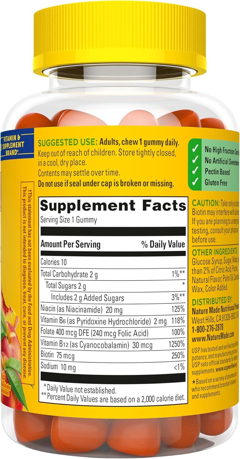 imageNature Made Vitamin B Complex Gummies 5 B Vitamins for Energy and Brain Support 60 Pectin Based Gummies 60 Day Supply