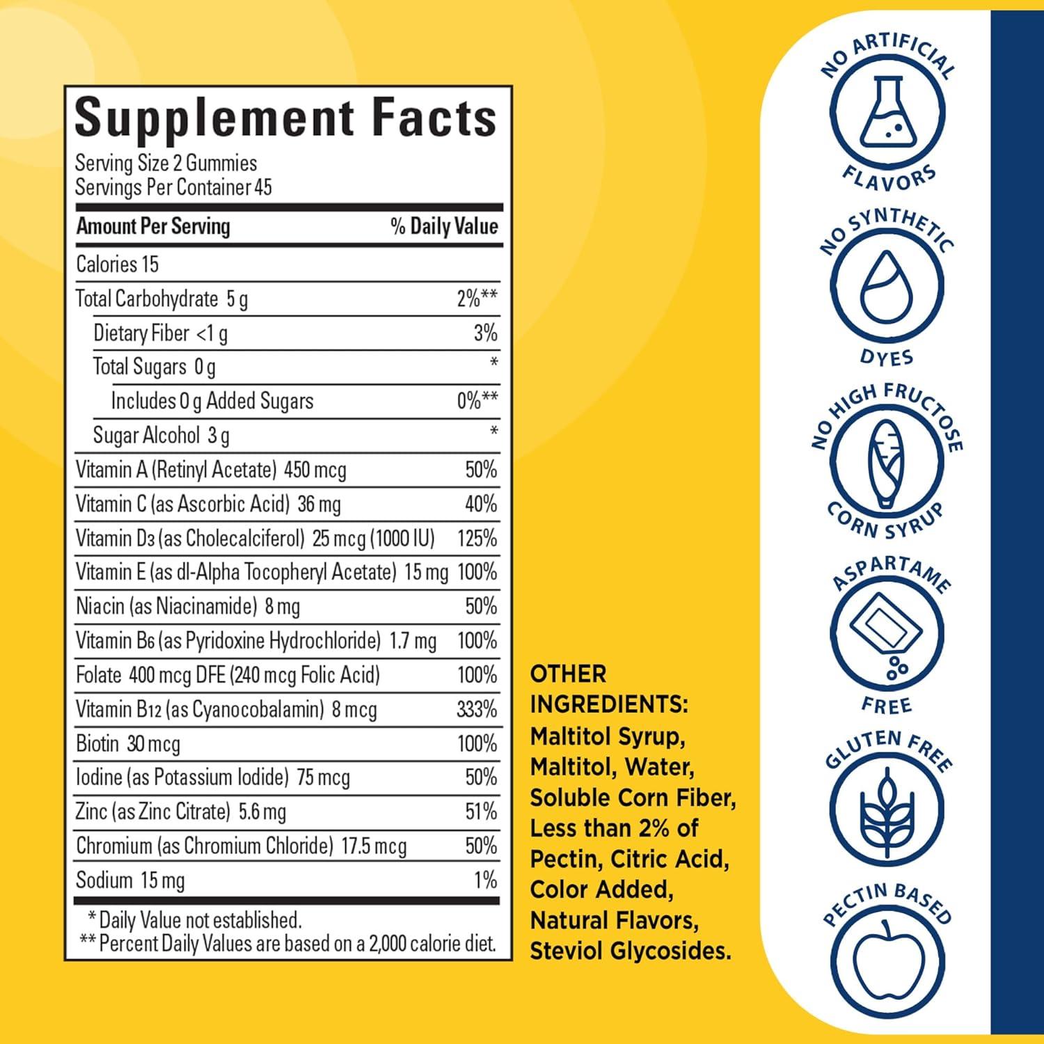 imageNature Made Zero Sugar Multivitamin Mens Gummies Muscle amp Immune Support Aspartame Free 90 Sugar Free Multivitamin Gummies 45 Day Supply