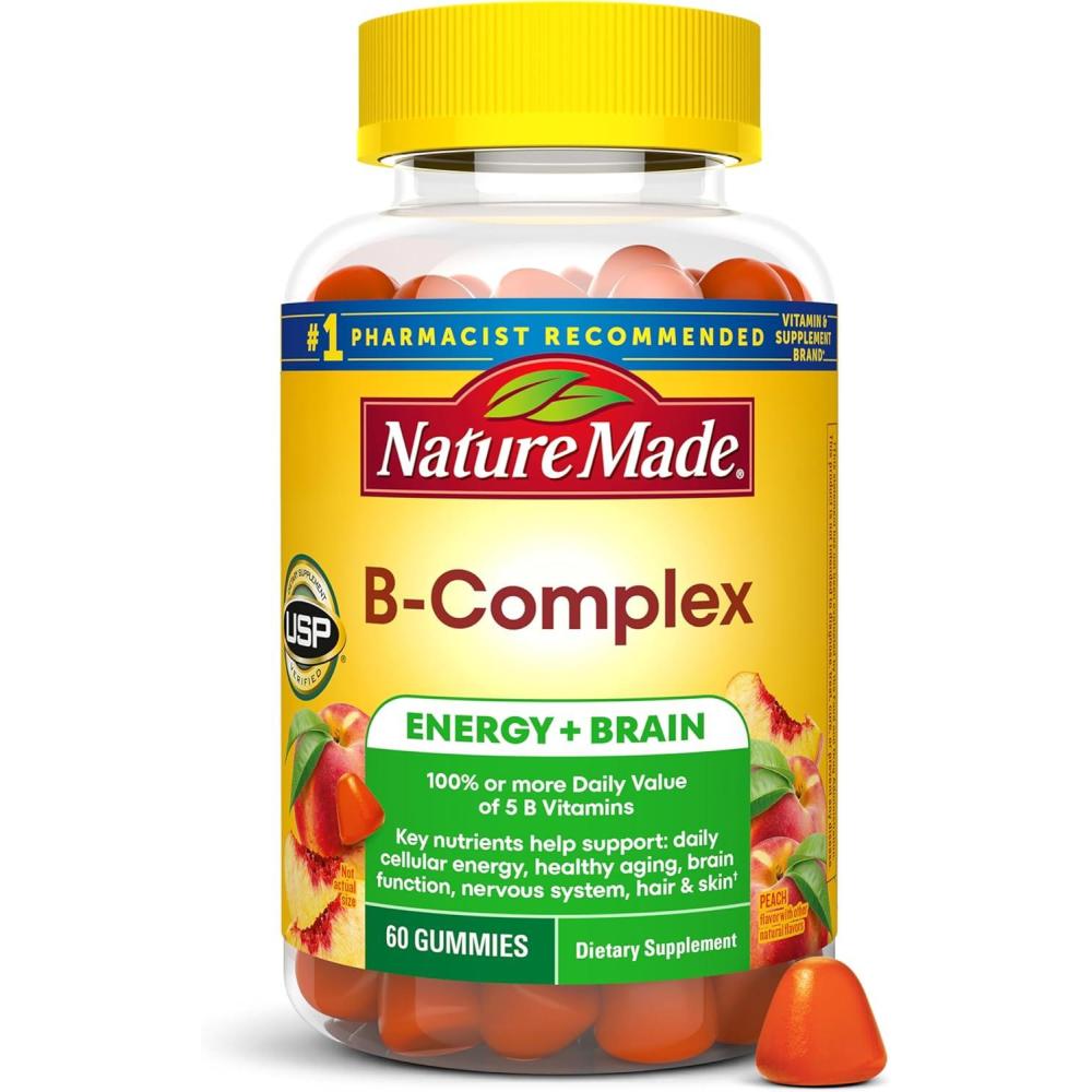 imageNature Made Vitamin B Complex Gummies 5 B Vitamins for Energy and Brain Support 60 Pectin Based Gummies 60 Day Supply