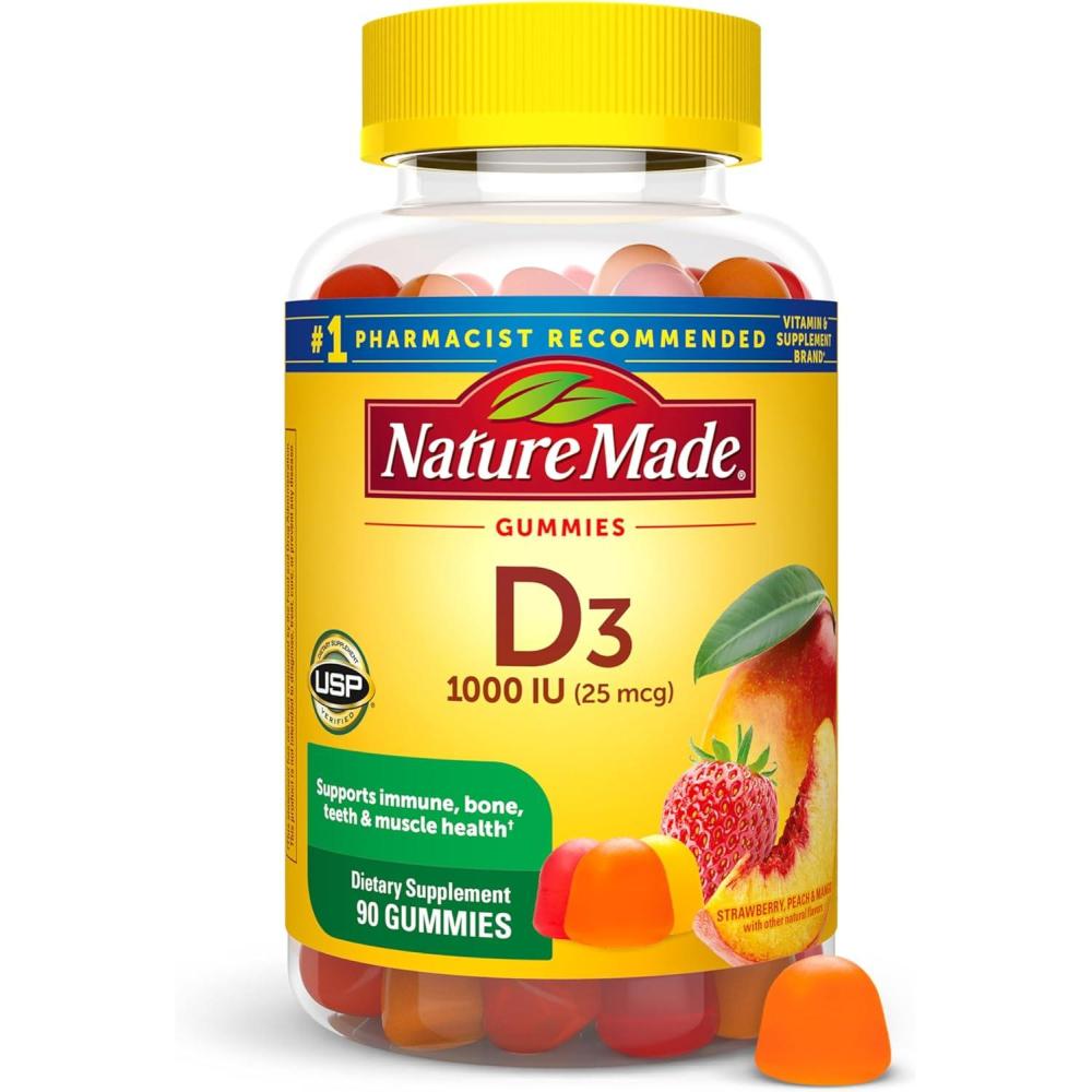 imageNature Made Vitamin D3 1000 IU Gummies Bone Teeth Muscle and Immune Health Support 90 Day Supply 90 Vitamin D Gummies for Adults