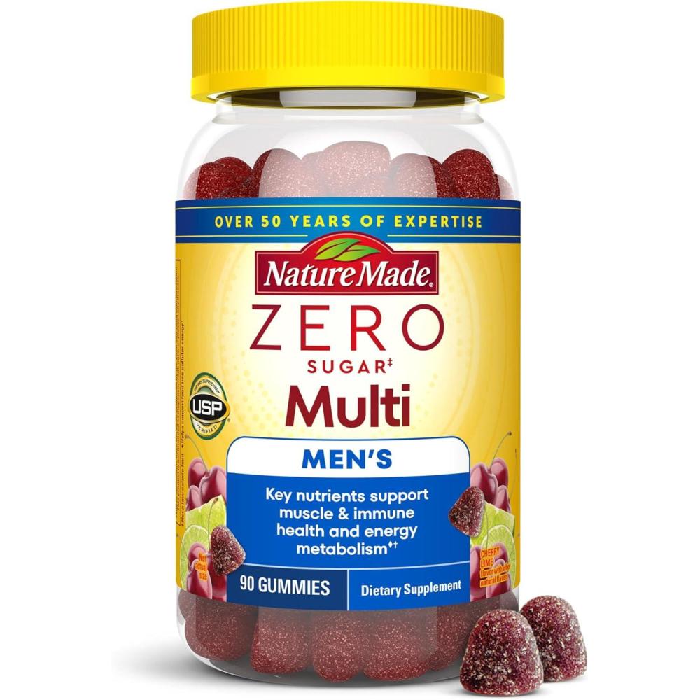 imageNature Made Zero Sugar Multivitamin Mens Gummies Muscle amp Immune Support Aspartame Free 90 Sugar Free Multivitamin Gummies 45 Day Supply