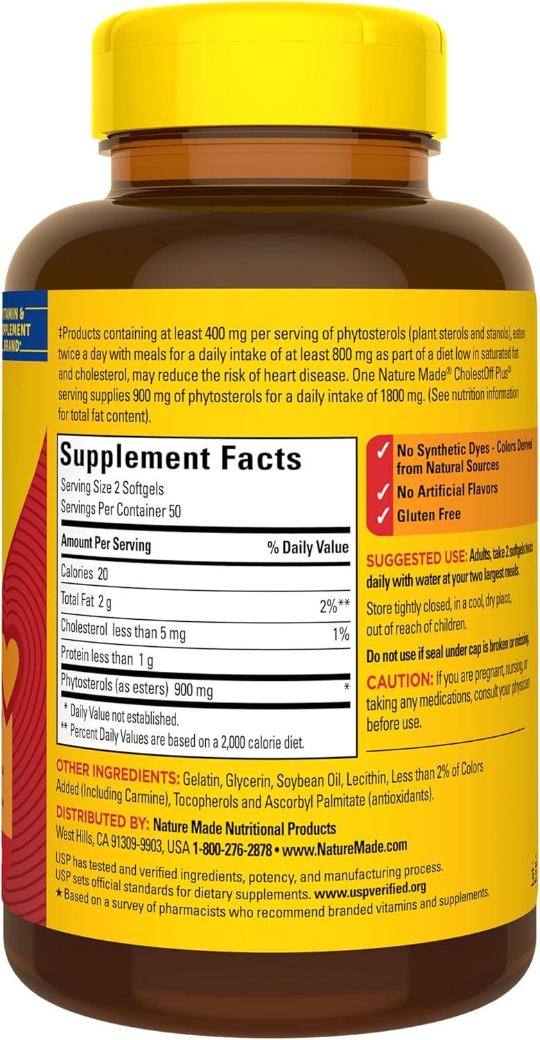 imageNature Made CholestOff Plus Dietary Supplement for Heart Health Support 100 Softgels 25 Day Supply