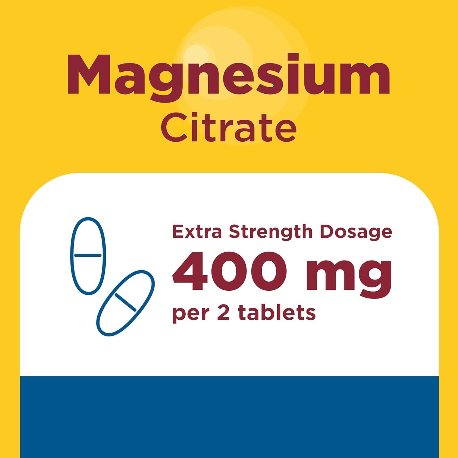 imageNature Made Extra Strength Dosage Magnesium Citrate Tablets High Absorption Magnesium Citrate 400mg Per Serving Bone and Muscle Support 60 Tablets 30 Day Supply