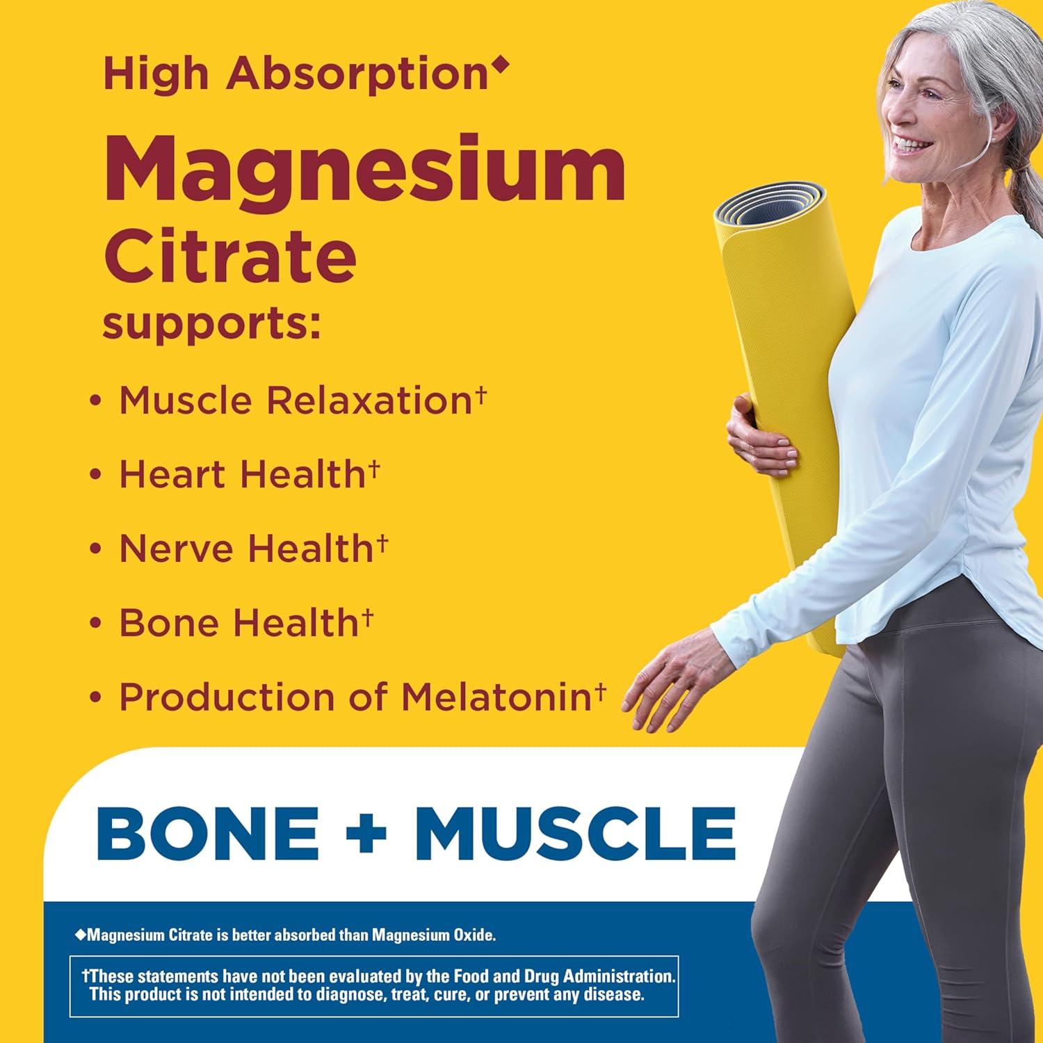 imageNature Made Extra Strength Dosage Magnesium Citrate Tablets High Absorption Magnesium Citrate 400mg Per Serving Bone and Muscle Support 60 Tablets 30 Day Supply