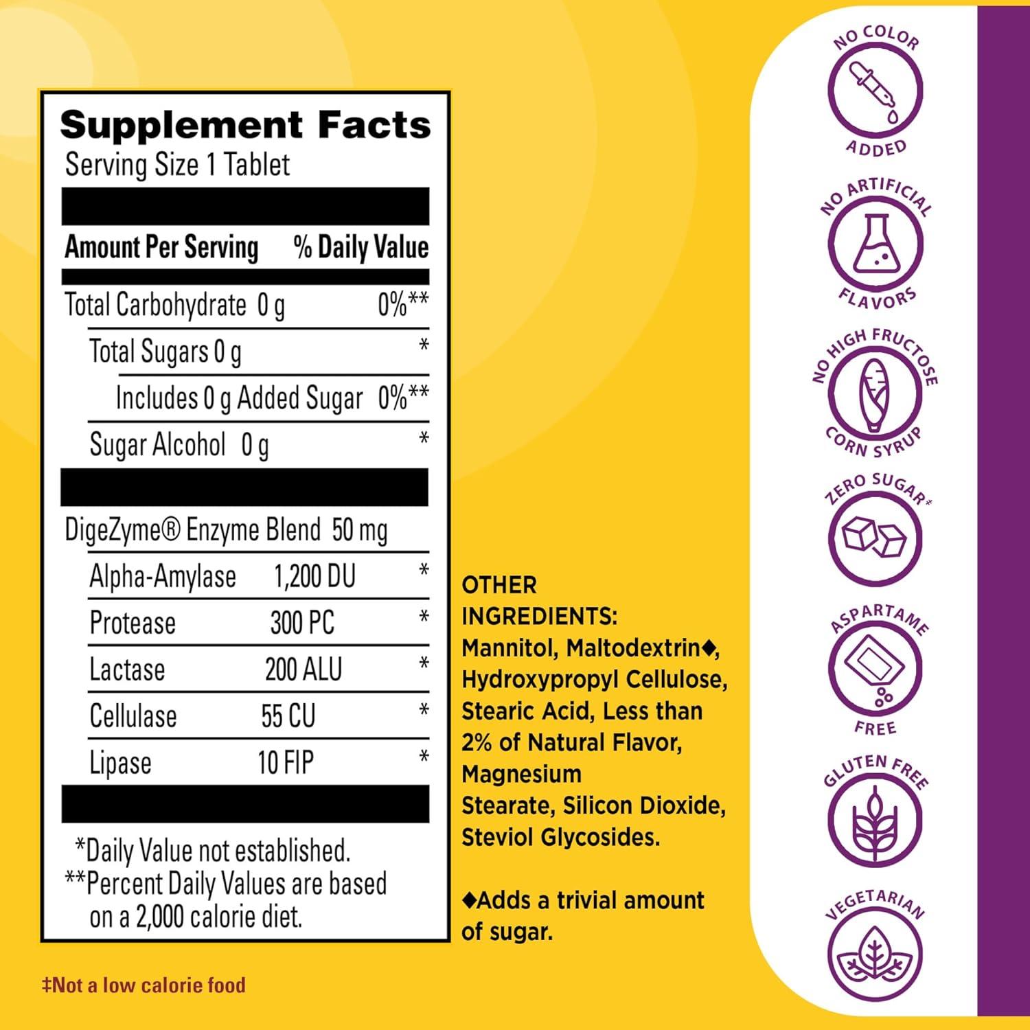 imageNature Made Digestive Enzymes 5in1 Blend Digestive Health Support 90 Chewable Tablets 30 Day Supply