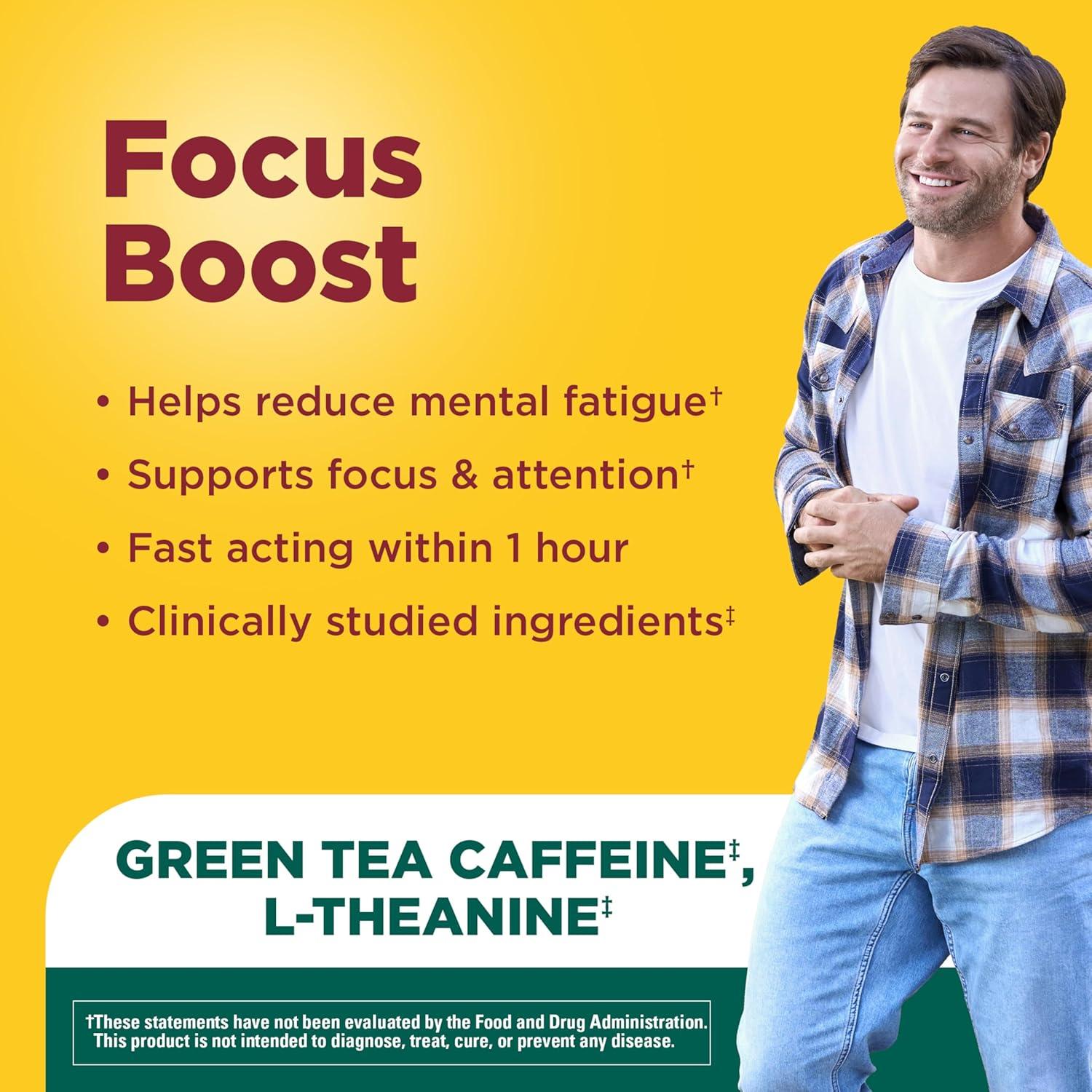 imageNature Made Focus Boost Capsules Green Tea Caffeine L Theanine B Vitamins Fast Acting Focus Supplement 30 Capsules 30 Day Supply