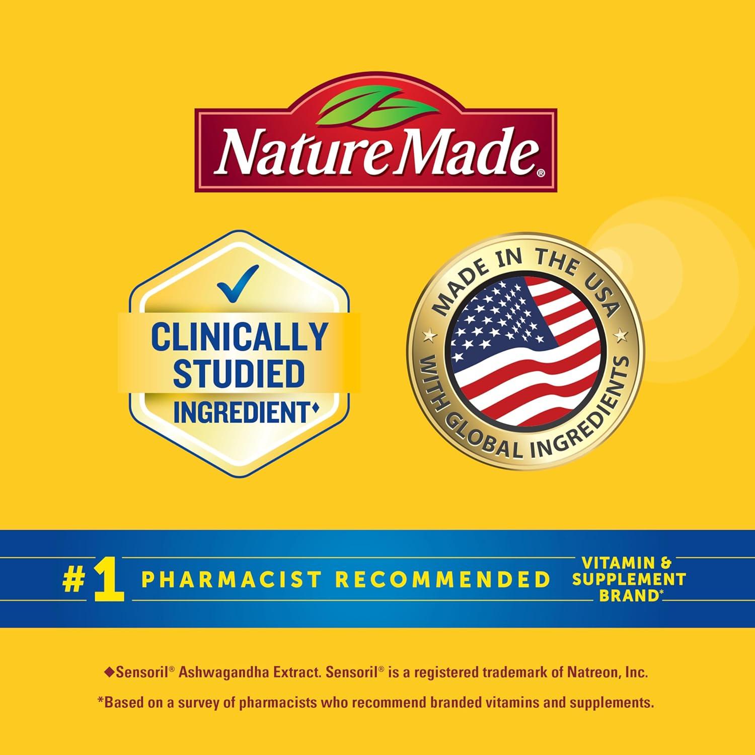 imageNature Made Magnesium Ashwagandha Capsules Stress Relief and Sleep Support Magnesium 300 mg and Ashwagandha Supplements 60 Capsules 30 Day Supply