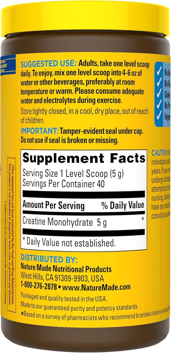 imageNature Made Micronized Creatine Monohydrate Powder 5 g per Serving Unflavored Drink Mix Powder Muscle Support 200 g 40 Day Supply