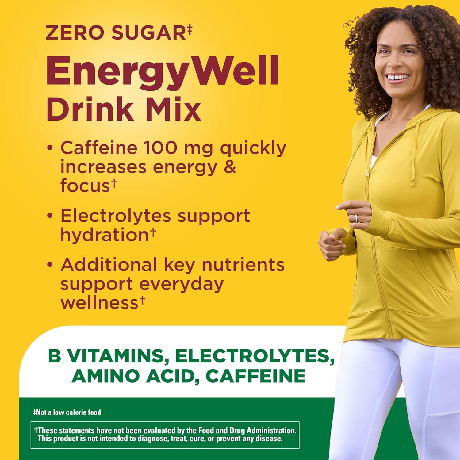 imageNature Made Zero Sugar EnergyWell Drink Mix Caffeine B Vitamins and Electrolytes Powder Energy amp Hydration Support 12 Sugar Free Drink Mix Packets 12 Day Supply