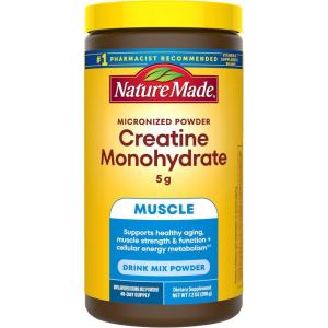 Nature Made Micronized Creatine Monohydrate Powder 5 g per Serving, Unflavored Drink Mix Powder, Muscle Support, 200 g, 40 Day Supply